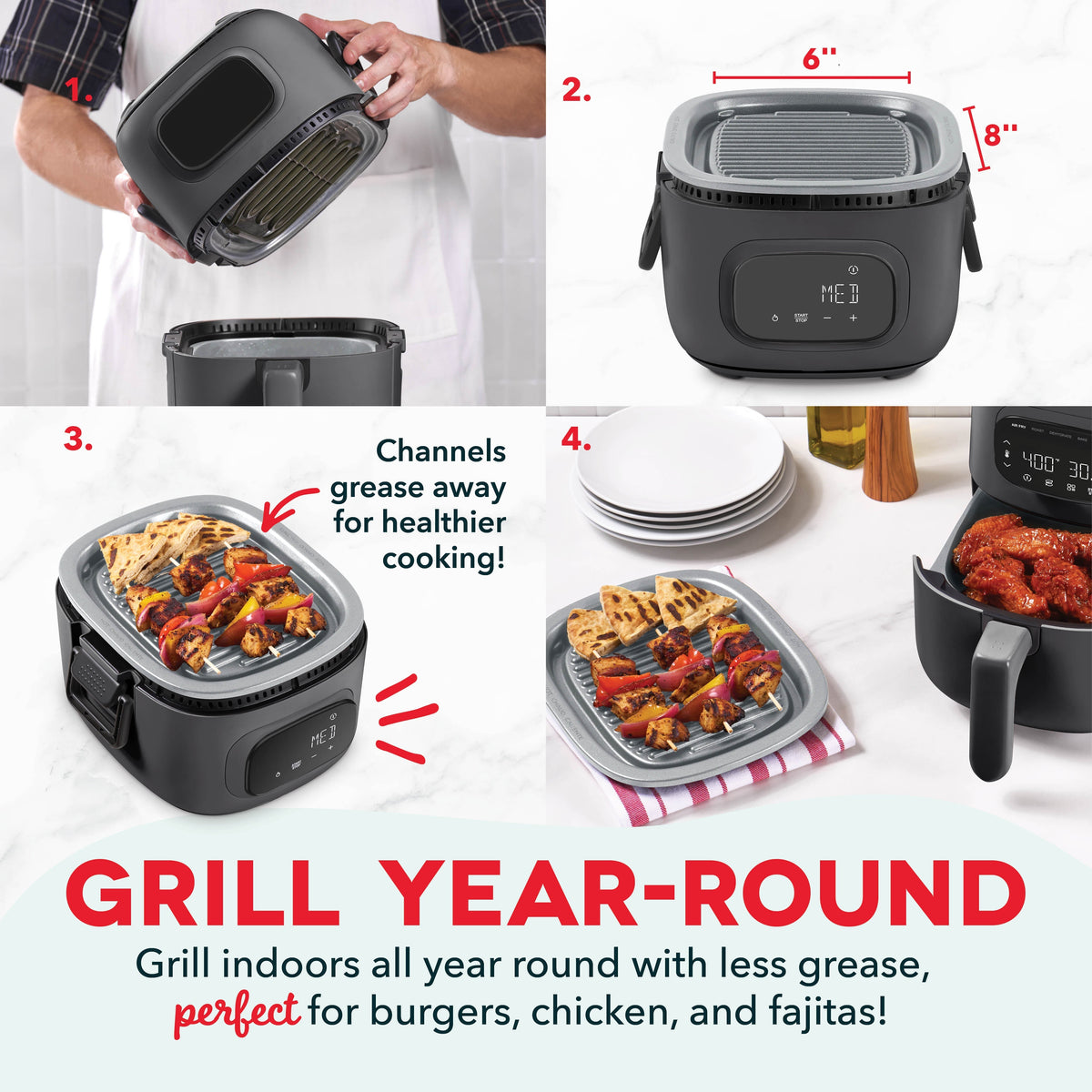 Flip & Fry Digital 2-in-1 Grill + Air Fryer